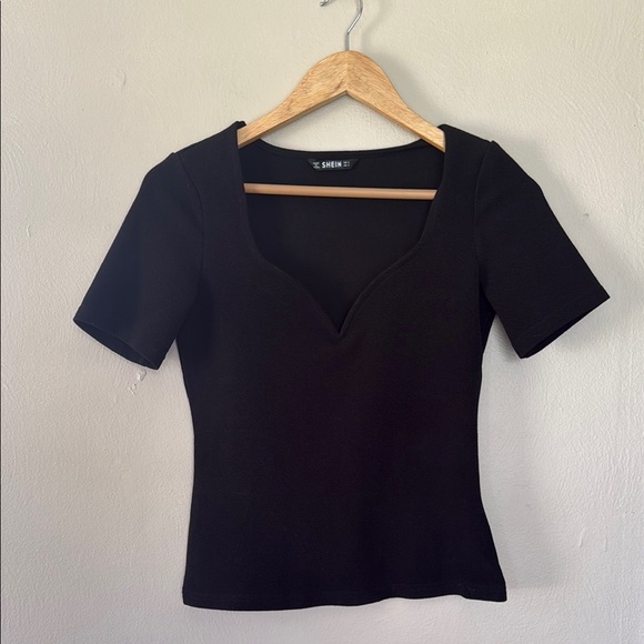 SHEIN Black Fitted Short Sleeve T-Shirt small - Picture 1 of 5